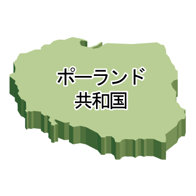 ポーランド共和国無料フリーイラスト｜漢字・立体(緑)